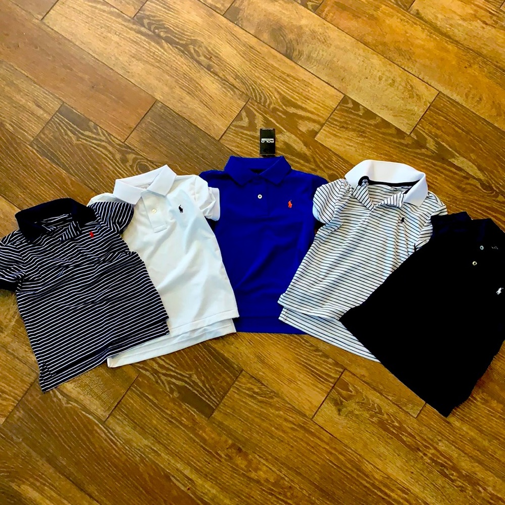 Set of 5 Ralph Lauren Polo Sport polos.